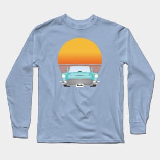 Muscle Car with Round Sunset as Background Long Sleeve T-Shirt